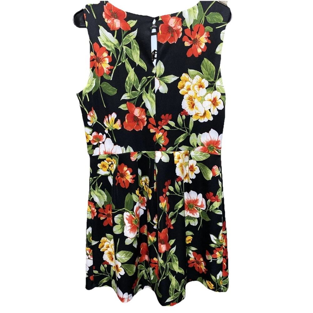 Enfocus Black Floral Fit & Flare Dress Sleeveless Women's Size 12P Summer Party - Picture 2 of 5